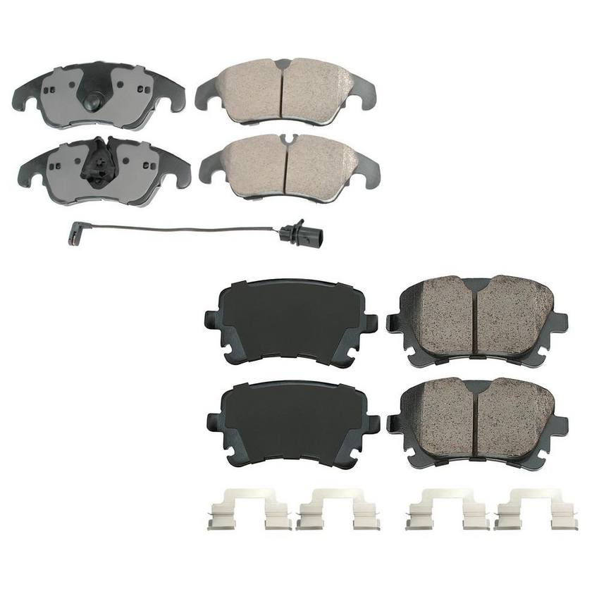 Audi Disc Brake Pad Set Kit - Front and Rear (Ceramic) (EURO) 8R0698151A - Akebono Euro Ultra-Premium 4096964KIT